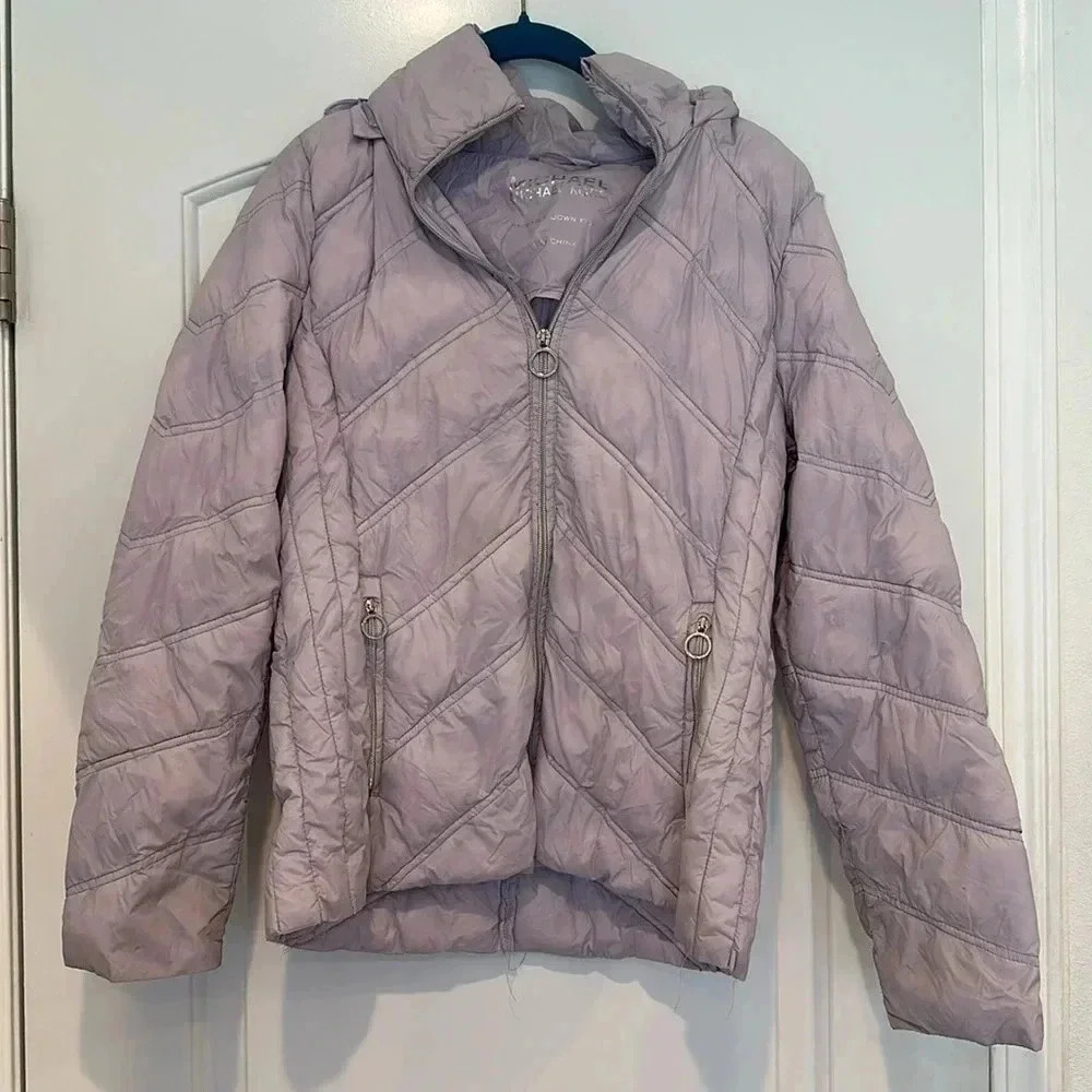 Michael Kors Packable Down Filled Lightweight Puffer Quilted Lavender Jacket M